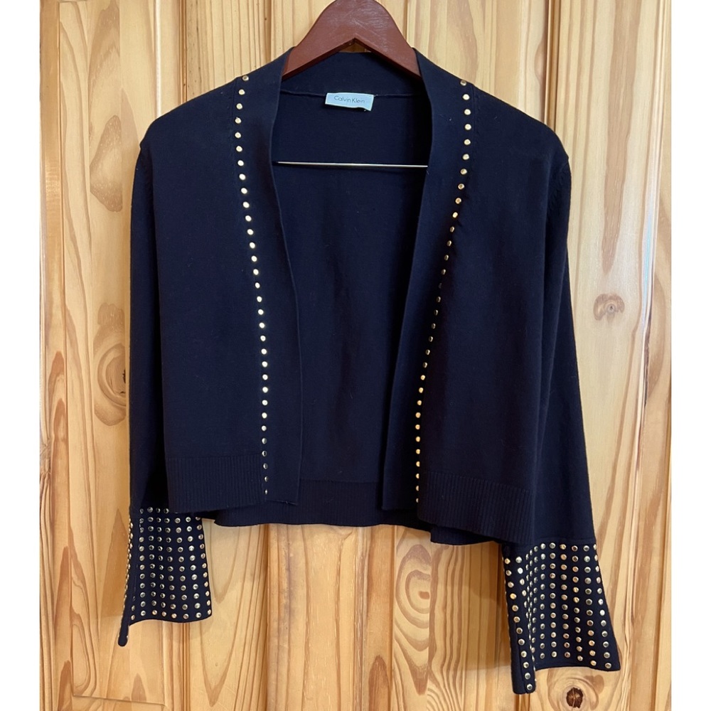 Calvin Klein short black Cardigan with gold metal